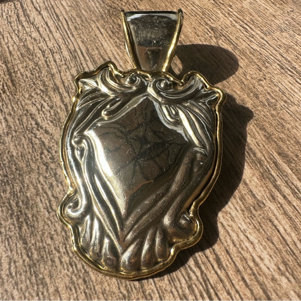 Handcrafted Art Deco Silver Gold Toned Charm Necklace Not Included